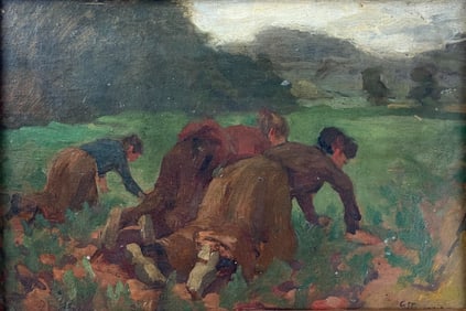 Antique Oil on Board Painting - Initialed and Dated Lower Right GST 1913