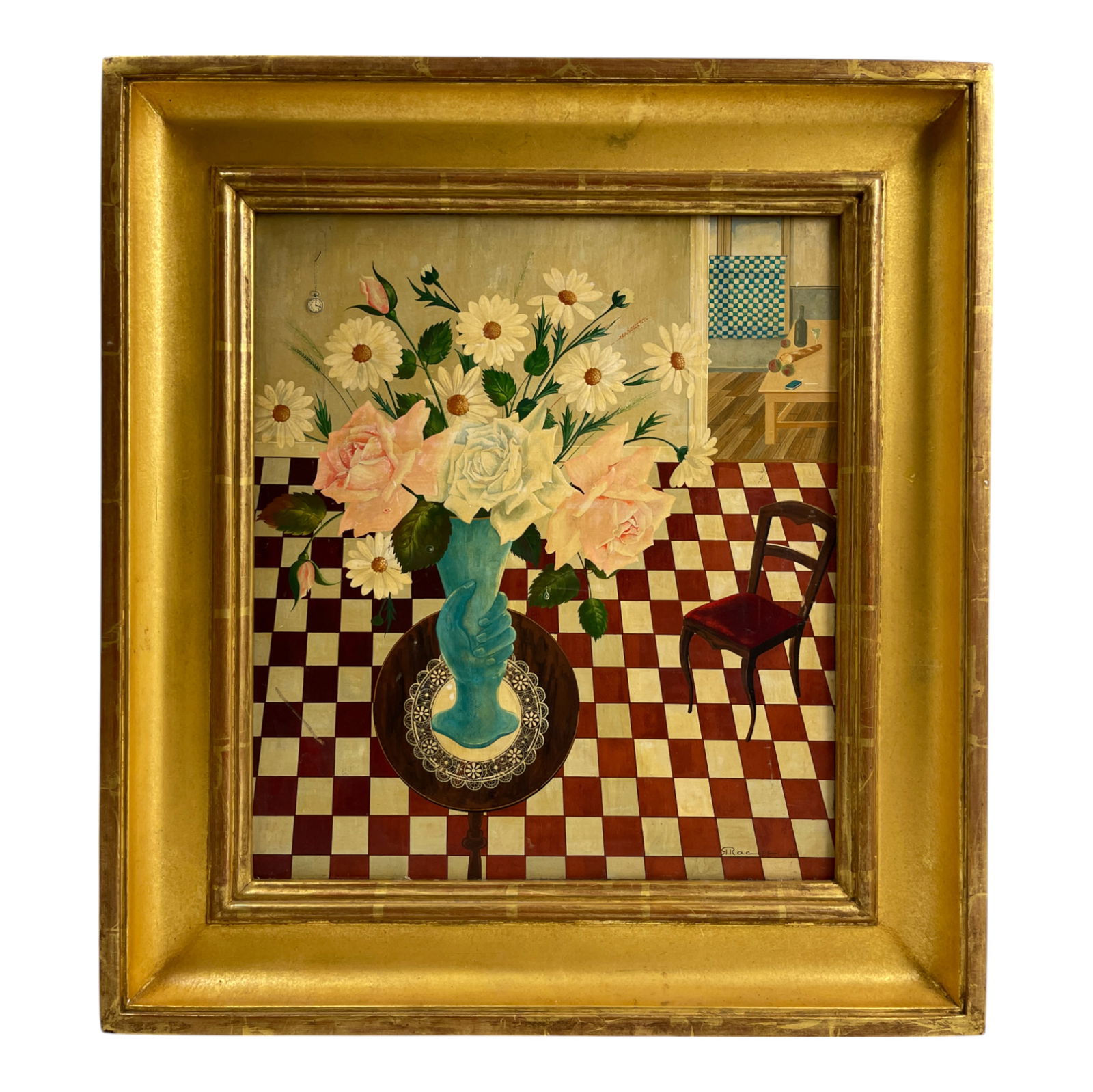 Rastitslaw Racoff (Russian) - Oil on Board Still Life Flowers Painting, Signed Lower Right (1 of 11)
