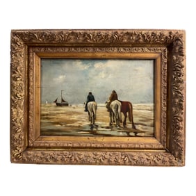 Johannes Hermanus Barend Koekkoek (1840 - 1912) Oil On Panel Painting Landscape
