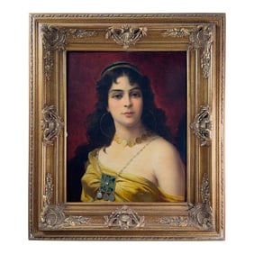 Vincent G. Stiepevich (Russian/American, 1841-1910) Oil On Board Painting of a Woman