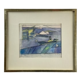 LYONEL FEININGER (1871-1956) Untitled - Watercolor & Pen Ink On Paper July 27,1952 Signed & Dated