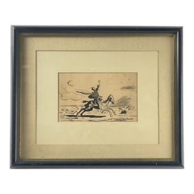 Honoré Daumier (1808-1879) Ink & Charcoal Drawing Signed Lower Left
