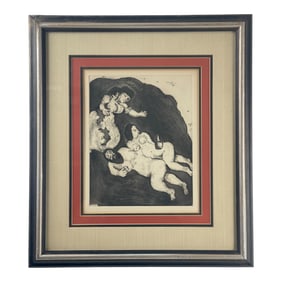 Marc Chagall (1887-1985) Lot & His Daughters Etching With COA