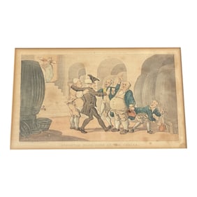 Thomas Rowlandson - Dr. Syntax Made Free of the Cellar Aquatint Etching