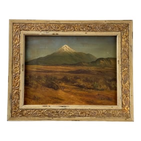 Jose Mario Velasco (Mexican 1840-1912) Oil on Canvas, Valley of Mexico Under Mountain Range