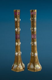 Early 20th Century Glass Crystal and Porcelain Soliflora Vases