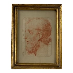 17th Century Italian, Red Chalk Profile - Head of A Bearded Man