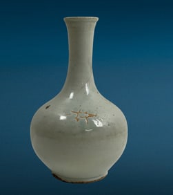 Antique Korean Ceramic White Glazed Bottle Vase