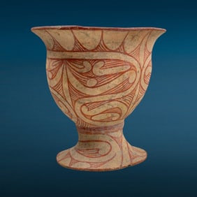 Ban Chiang Decorated Pottery Footed Jar
