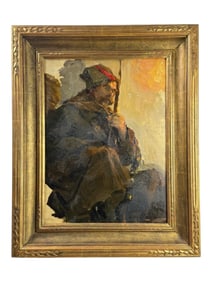 Vladimir Sharshakov (Russian) Before The Dawn Oil On Board signed Painting
