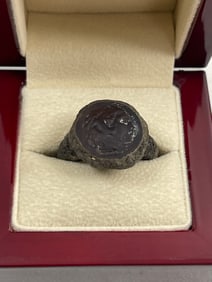 Ancient Possibly Roman Ring with Glass/Stone Intaglio