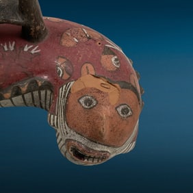 Ancient Pre-Columbian Pottery Double-Headed Figure