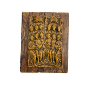 Antique Hand Carved Wax Tableau of the 12 Apostles