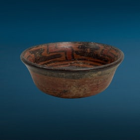 Pre Columbian Mayan Polychrome Pottery Bowl