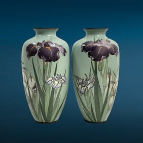 Japanese Meji Period Cloisonne Pair Vase