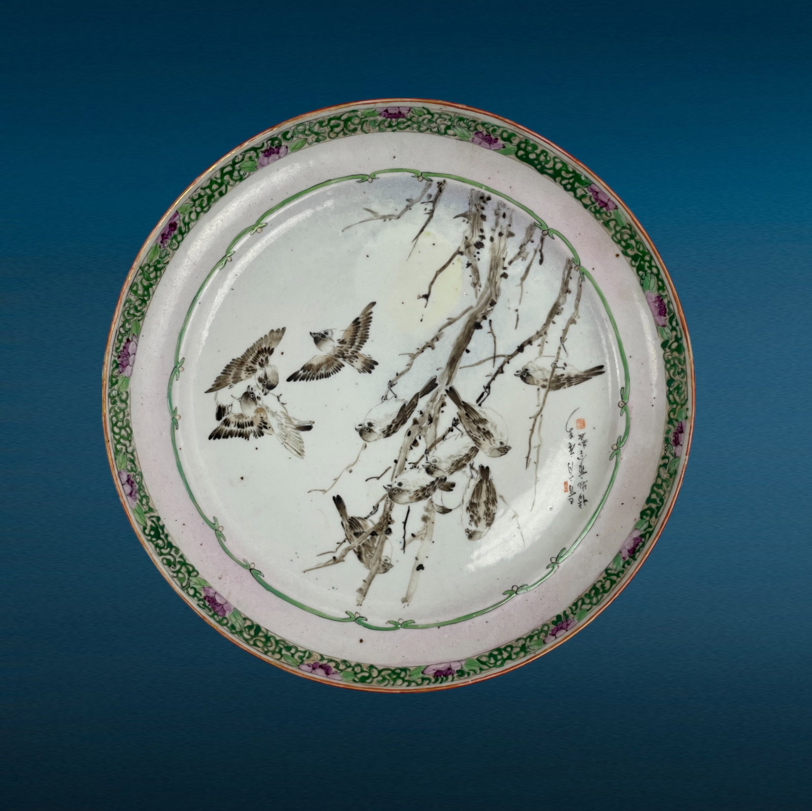 Chinese Famille Rose Porcelain Plate Early Republic Period: Chinese Famille Rose Porcelain Plate Early Republic Period Chinese Export dia. 10"