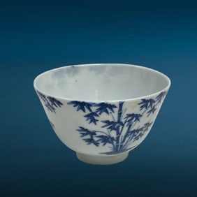 A Rare Chinese blue and white porcelain teacup MARK JING TANG FA JI