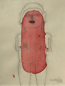 Rufino Tamayo (1899-1991) Pencil & Watercolor Drawing Of Pre-Hispanic Figure Signed Dated O-72 w/