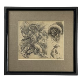 Diego Rivera (1886-1957) - Graphite on Paper Drawing with Sketch on Verso, Signed Lower Right