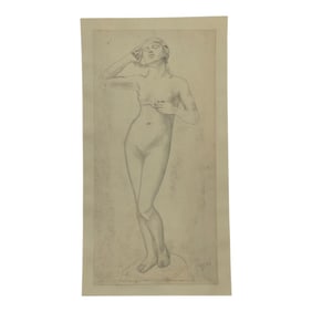 Edgar Degas (1834-1917) Standing Female Nude, Graphite on Paper Signed Lower Right