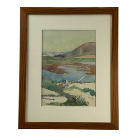 Attributed to Sir Winston Churchill (1874-1965) Watercolor on Paper, Signed with Initials WSC