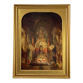 David Roberts, R.A. (1796-1864) - Interior of a Church Oil on Canvas, Signed Dated 1849