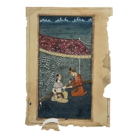 18th Century Mughal Miniature Painting - Scene of Courtly Life