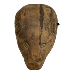 VINTAGE AFRICAN WOODEN CARVED LION MASK