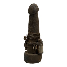 VINTAGE AFRICAN STATUE Tribal Hand Carved Penis CEREMONIAL WOODOO