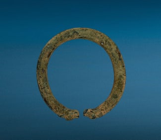 Ancient Roman Bronze Bangle with Animal Heads
