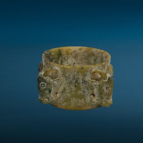 Chinese Hetian Carved Jade Bracelet Bangle
