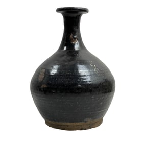 Large Chinese Black Ceramic Glazed Flower Pot Vase
