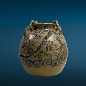 Large Chinese Ceramic Glazed Water Vessel
