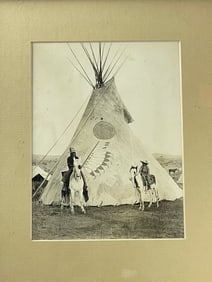 Original Silver Gelatin Photograph from Glass Negative c. 1890 - Indian Encampment