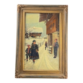 Carl Frederik Aagaard 1833 - 1895 Danish Oil on Board Painting