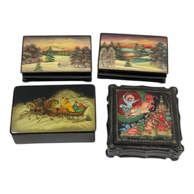 Vintage Russian Hand Painted Lacquer Box Collection