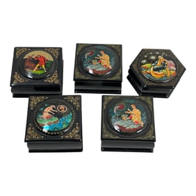 Vintage Russian Hand Painted Lacquer Box Collection
