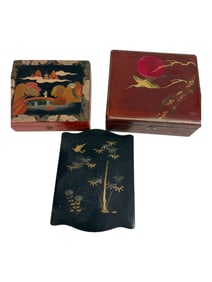 Vintage Japanese lacquer Boxes Meiji Period