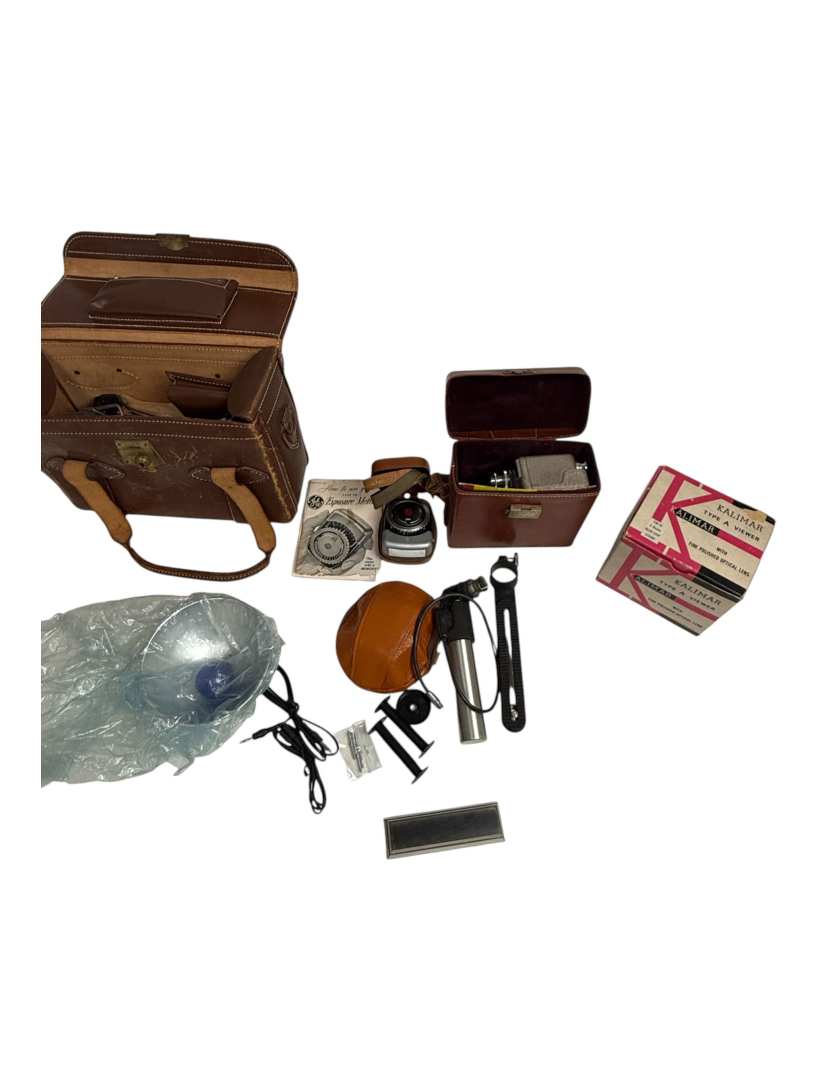 Vintage Camera Revere GE Lot: Kalimar Type A Viewer, Flashes, Revere eight B-63, Type PR-1 Exposer meter