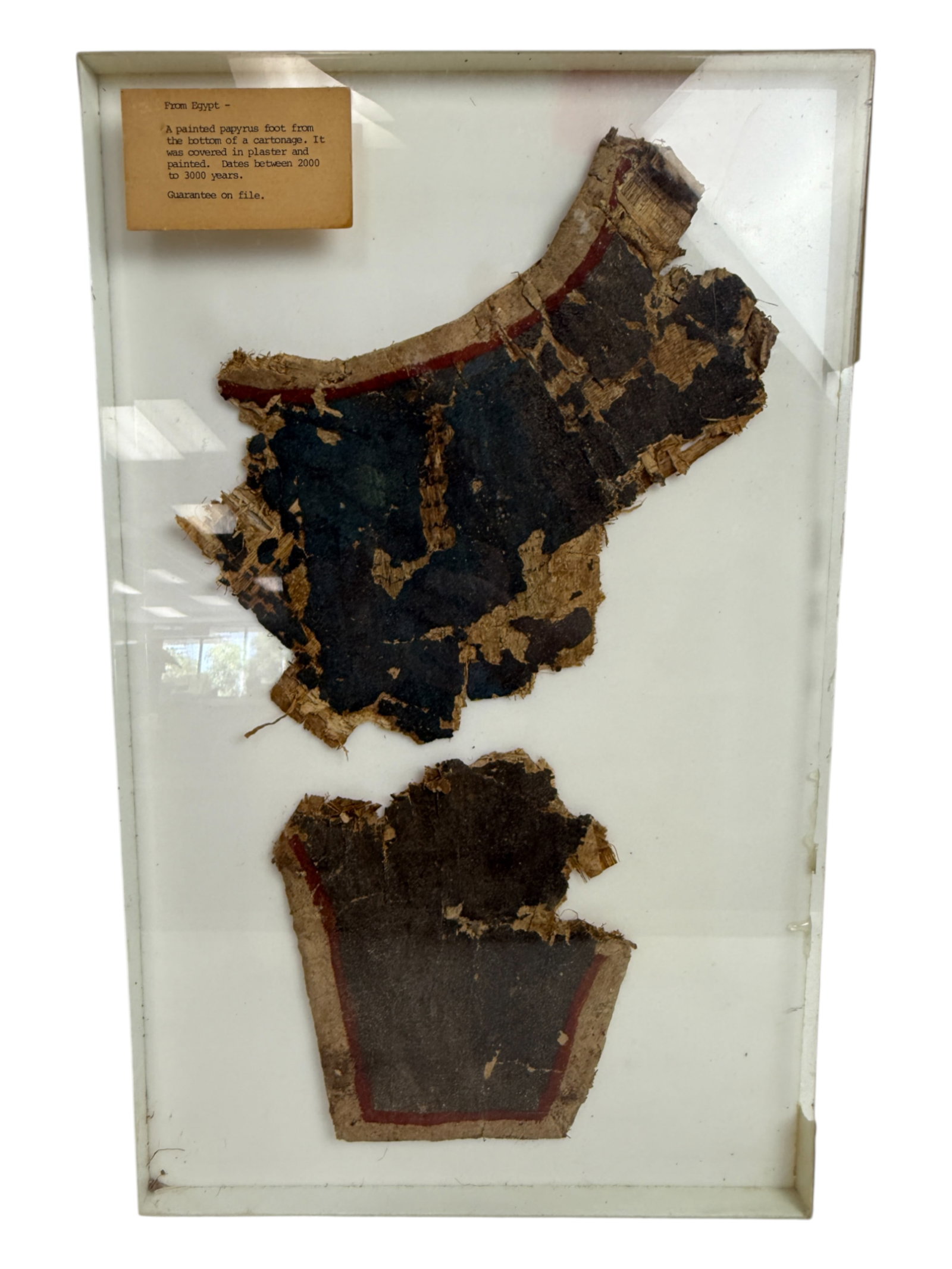 Ancient Egyptian Fragment Papirus 2000-3000 BC: Ancient Egyptian Papyrus width 9.5 height 17 inches with frame size: 12 x 20 inches Guarantee from last owner still attached