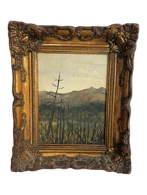 Oil on Canvas Painting Framed Signed Landscape scene