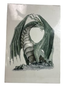 Vintage Drawing Of A Green Dragon By William R Stolpin Signed And Dated Bottom Right
