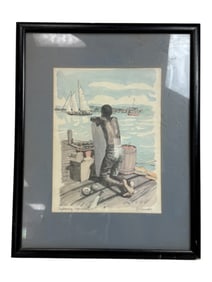 Vintage Painting Daydreaming Virgin Islands signed RE Kennedy