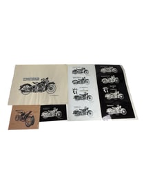 Orginal Concept Art Sketch Dual Twin Motorcycle underside exhaust signed
