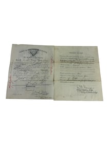 US Military Army WWI Certificate Discharge Military Record paper