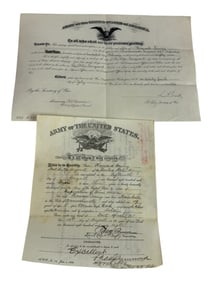 US Military Army WWI Certificate Discharge Military Record paper