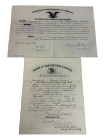 US Military Army WWI Certificate Discharge Military Record paper