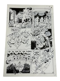 Vintage Hand Drawn Marker on Paper Don Chin Comic Book Story Board from Adolescent Radioactive Black