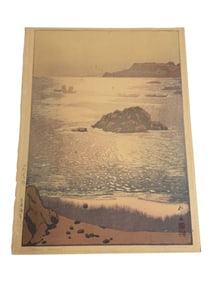 Hiroshi Yoshida Ohara Beach Woodblock print 21" x 15.8"