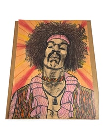 Jimi Hendrix Signed Illustration Art Drawing
